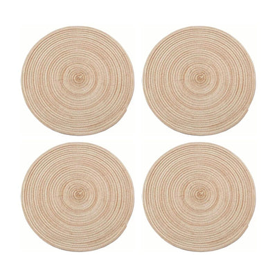 4Pcs Circular Cup Mat Braiding Heat Resistant Bowl Plate Mat Nordic Style Insulation Coaster Khaki