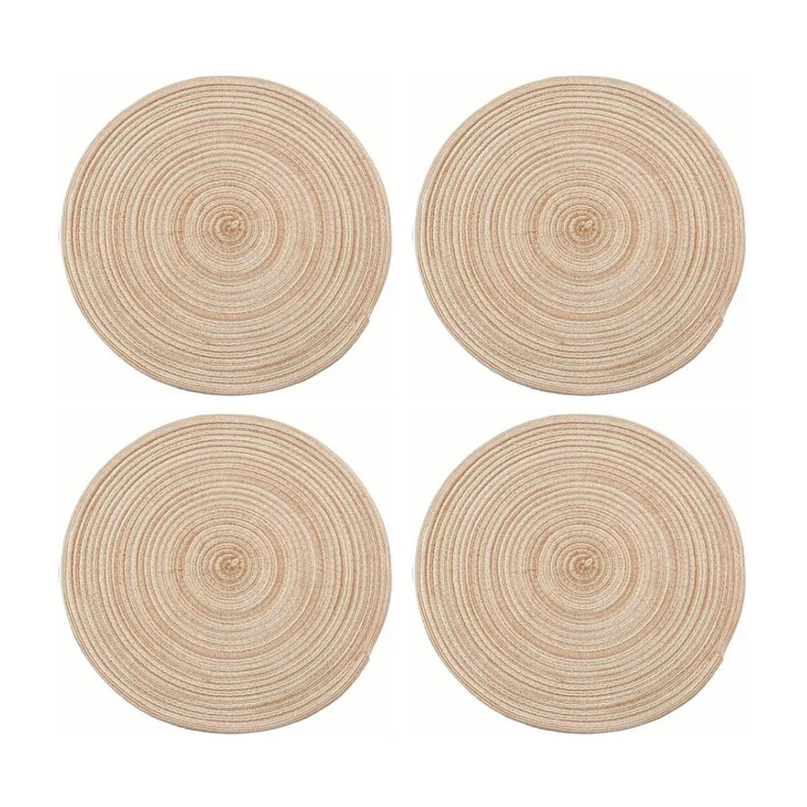 4Pcs Circular Cup Mat Braiding Heat Resistant Bowl Plate Mat Nordic Style Insulation Coaster Khaki