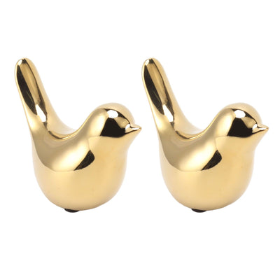 2Pcs Electroplated Ceramic Bird Decoration Nordic Style Modern Abstract Bird Figurine Home Desktop Decoration Gifts Gold Plated Large