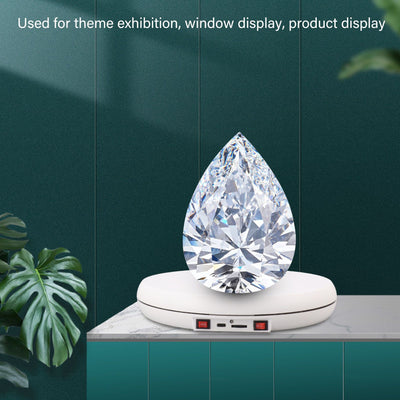 Electric Rotating Display Table LED Light 25cm Noiseless 20kg Load Capacity Turntable Display Stand for Jewelry White