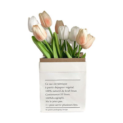 Artificial Flowers Tulipa Style Fine Details Colorfast Vibrant Colors Plastic Flowers for Office Living Room Photography White and Champagne