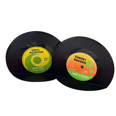 2pcs Book Holders Vinyl Record Shape Rounded Edges Vintage Bookends Book Stand for Student