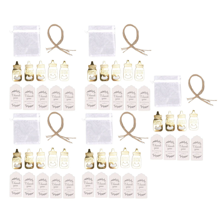 24 Set Baby Bottle Opener Zinc Alloy Cute Baby Bottle Shaped Bottle Opener Baby Shower Return Gift for Baby Shower Party Golden