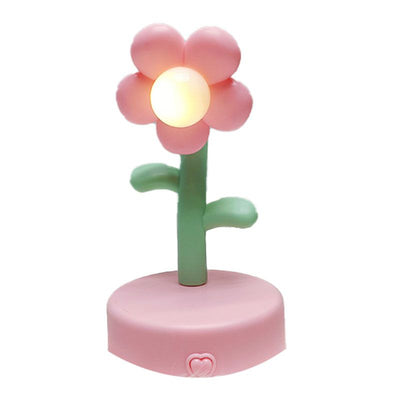 Table Lamp Cute Flower Night Light Portable Desk Lamp Decorative for Office Dorm Decor Pink