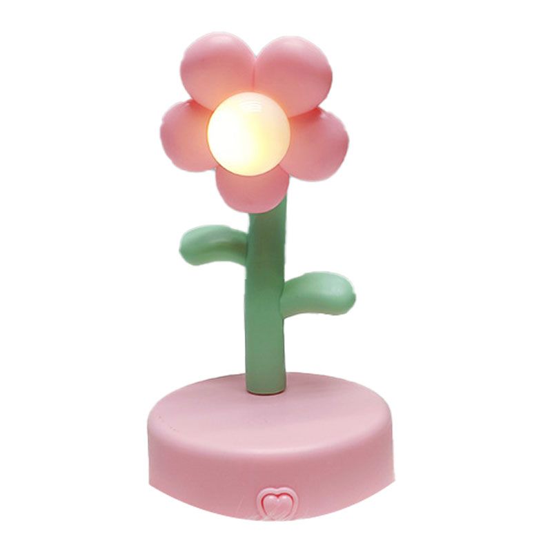 Table Lamp Cute Flower Night Light Portable Desk Lamp Decorative for Office Dorm Decor Pink