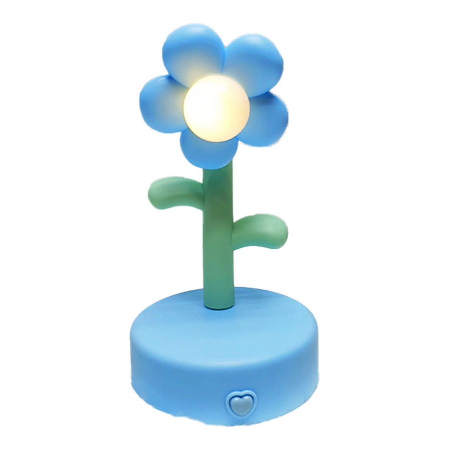 Table Lamp Cute Flower Night Light Portable Desk Lamp Decorative for Office Dorm Decor Blue