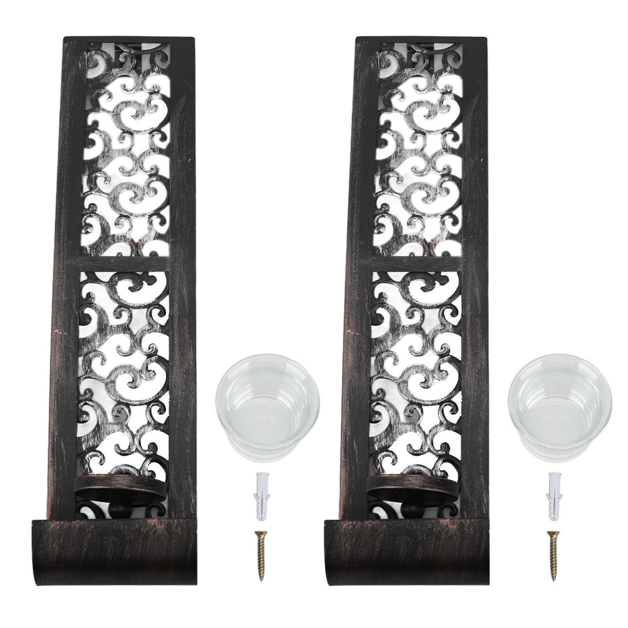 2pcs Wall Candle Holders Exquisite Iron Art Wall Candlestick Durable Antique Candle Scones Wall Decoration for Home Restaurant Office