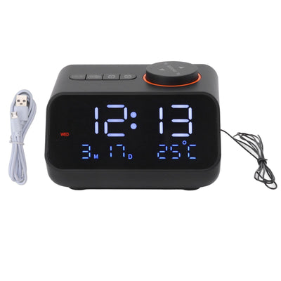 Alarm Clock Radio LED Digital Alarm Clock with FM Radio Music Temperature Humidity Display for Home Bedroom Desk Office Black