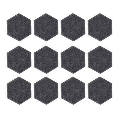 12PCS Hexagon Acoustic Panels High Density Sound Absorbing Panels Sound Proof Beveled Edge Wall Panels 14x12x7cm Dark Gray