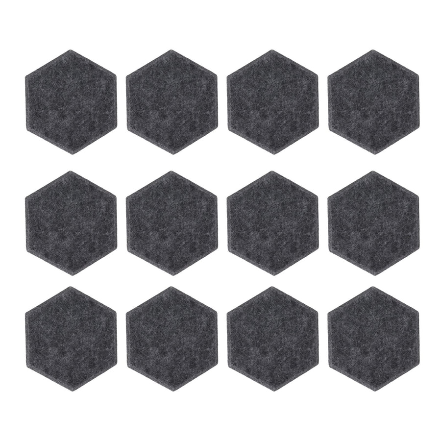 12PCS Hexagon Acoustic Panels High Density Sound Absorbing Panels Sound Proof Beveled Edge Wall Panels 14x12x7cm Dark Gray