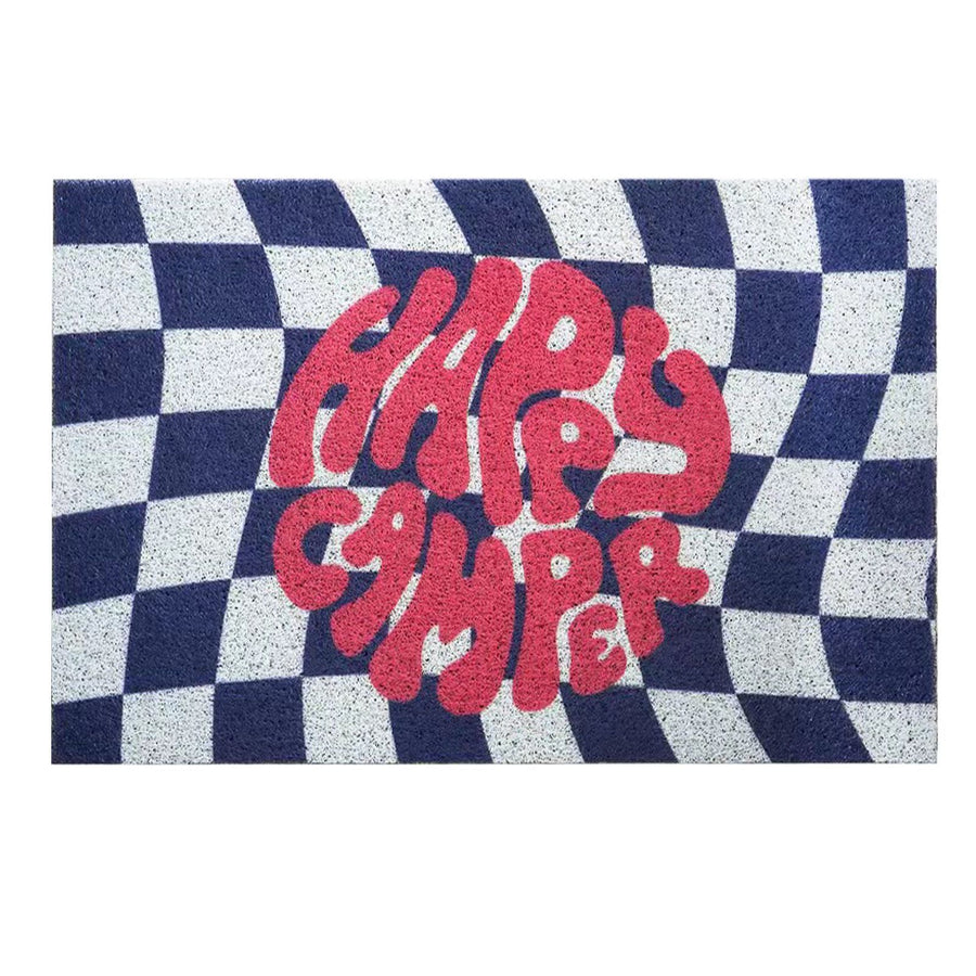 Checkerboard Kitchen Rugs Washable Hallway Entry Carpet Non Slip Entryway Runner Mat for Home Restaurant Office Blue