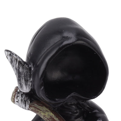 Grim Reaper Sculpture Resin Gothic Desktop Statue Figurine Decoration with Sickle for Halloween Party Stand