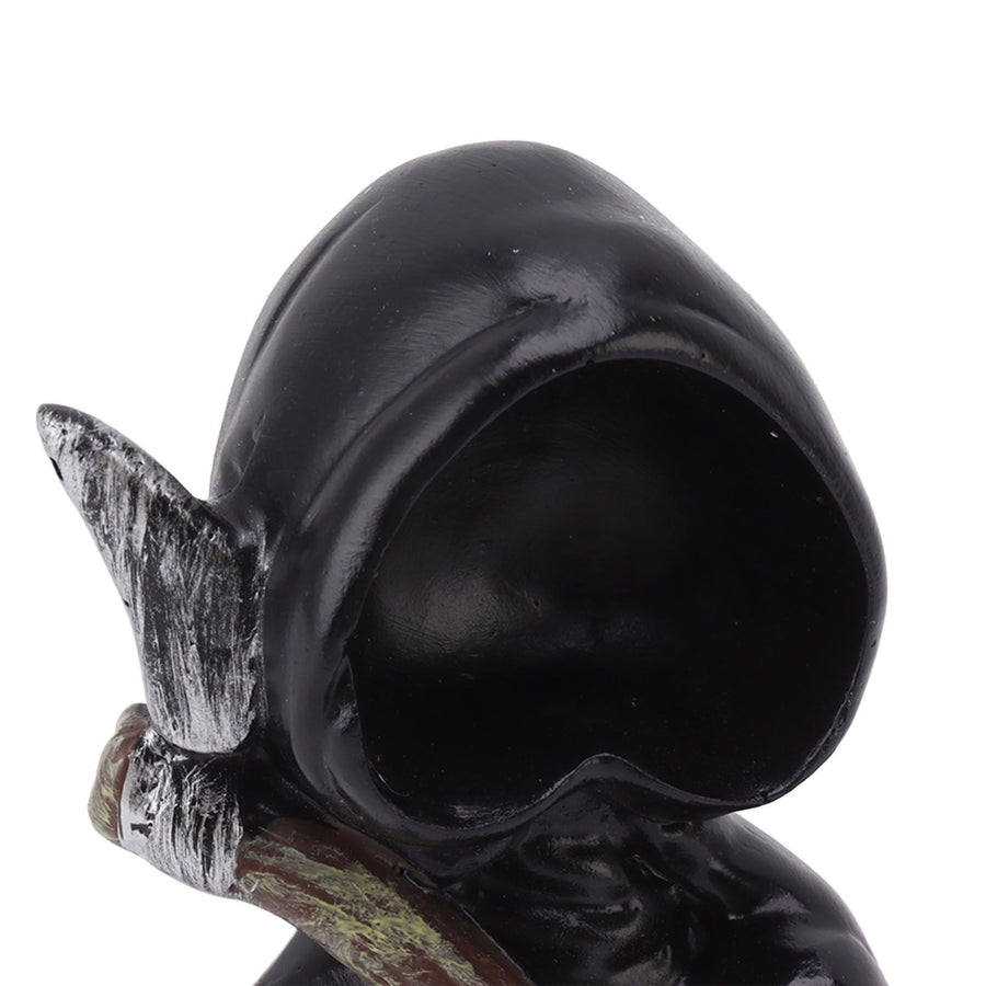 Grim Reaper Sculpture Resin Gothic Desktop Statue Figurine Decoration with Sickle for Halloween Party Stand