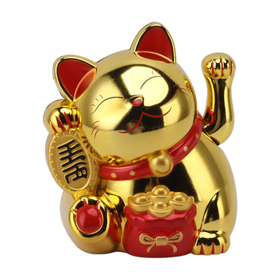 5.5in Electric Waving Arm Fortune Cat Decorative Cute Plastic Cat Ornaments for Cashier Desk MLY11020-4 Gold
