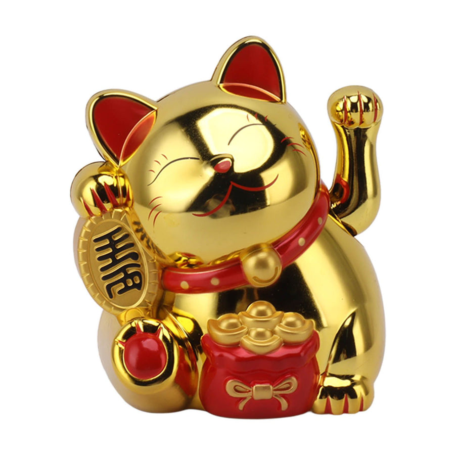 5.5in Electric Waving Arm Fortune Cat Decorative Cute Plastic Cat Ornaments for Cashier Desk MLY11020-4 Gold