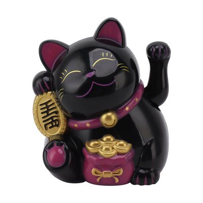 5.5in Electric Waving Arm Fortune Cat Decorative Cute Plastic Cat Ornaments for Cashier Desk MLY11020-5 Black