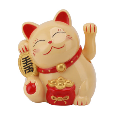 5.5in Electric Waving Arm Fortune Cat Decorative Cute Plastic Cat Ornaments for Cashier Desk MLY11020-2 Yellow