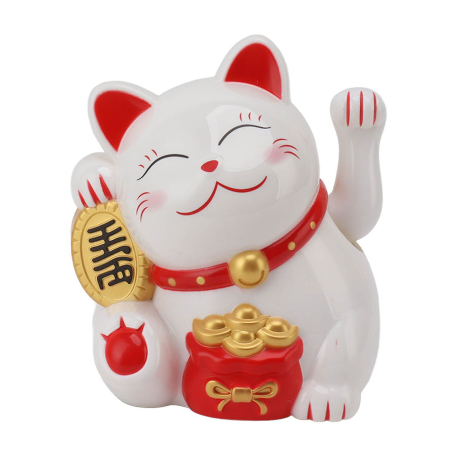 5.5in Electric Waving Arm Fortune Cat Decorative Cute Plastic Cat Ornaments for Cashier Desk MLY11020-1 White