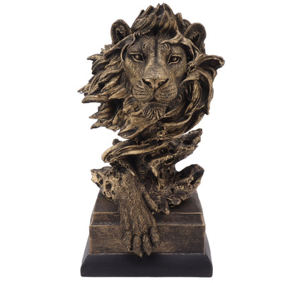 Lion Head Sculpture Resin Vivid Lifelike Artistic Decorative Lion Statue for Living Room Study Hallway