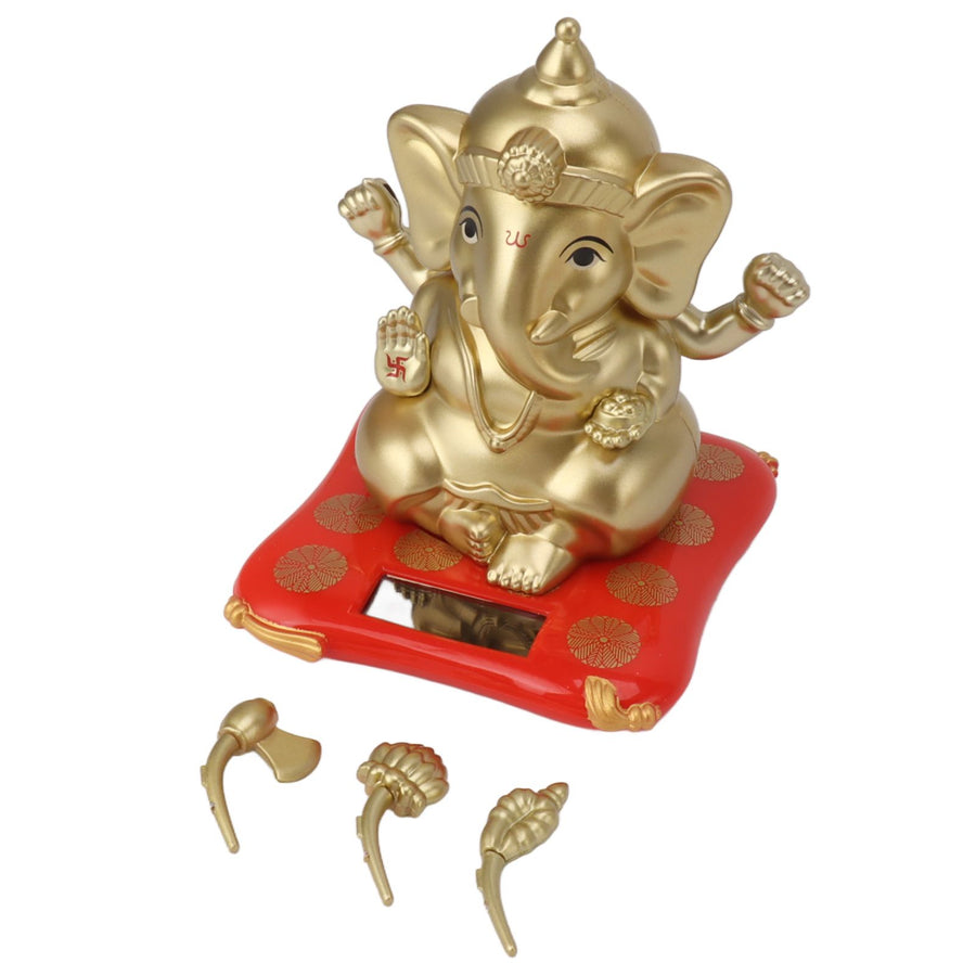 Ganesha Elephant God Statues Solar Powered Indian Ganesha Idol Figurine for Car Dashboard Home Decor Crafts Gold