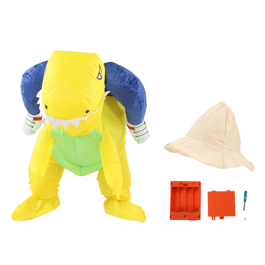 Yellow Dinosaur Inflatable Costume Half Body Model Weird Dinosaur Shape Inflatable Costume Middle Child 120‑140cm