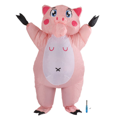 Inflatable Costume Pink Pig Blow Up Halloween Cosplay Dress Jumpsuit Costume For Adults