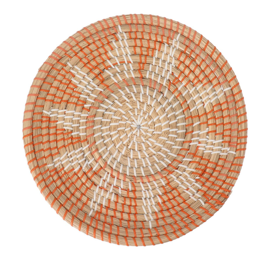 Round Grass Wall Ornaments 35cm Diameter Hand Knitting Hanging Woven Wall Baskets for Living Room Kitchen Style 1
