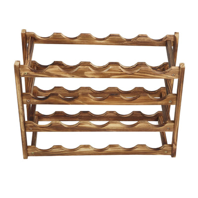 Wine Rack Pine Wood Wine Bottle Storage Shelf Display Organizer Decor for Countertop Home 4 Layer 20 Bottles Capacity