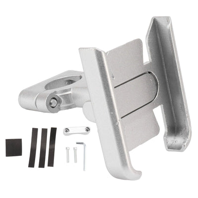 Bike Phone Mount Aluminum Alloy Silicone Pad Rotatable Impact Resistant Bike Cell Phone Holder for 4 to 7 Inch Device Silver