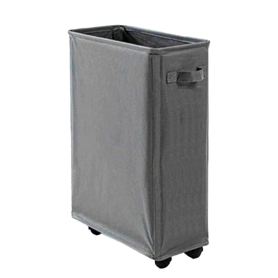 4 Roll Wheels Laundry Basket with Handles Oxford Cloth Storage Bin for Household Sundries Dark Gray