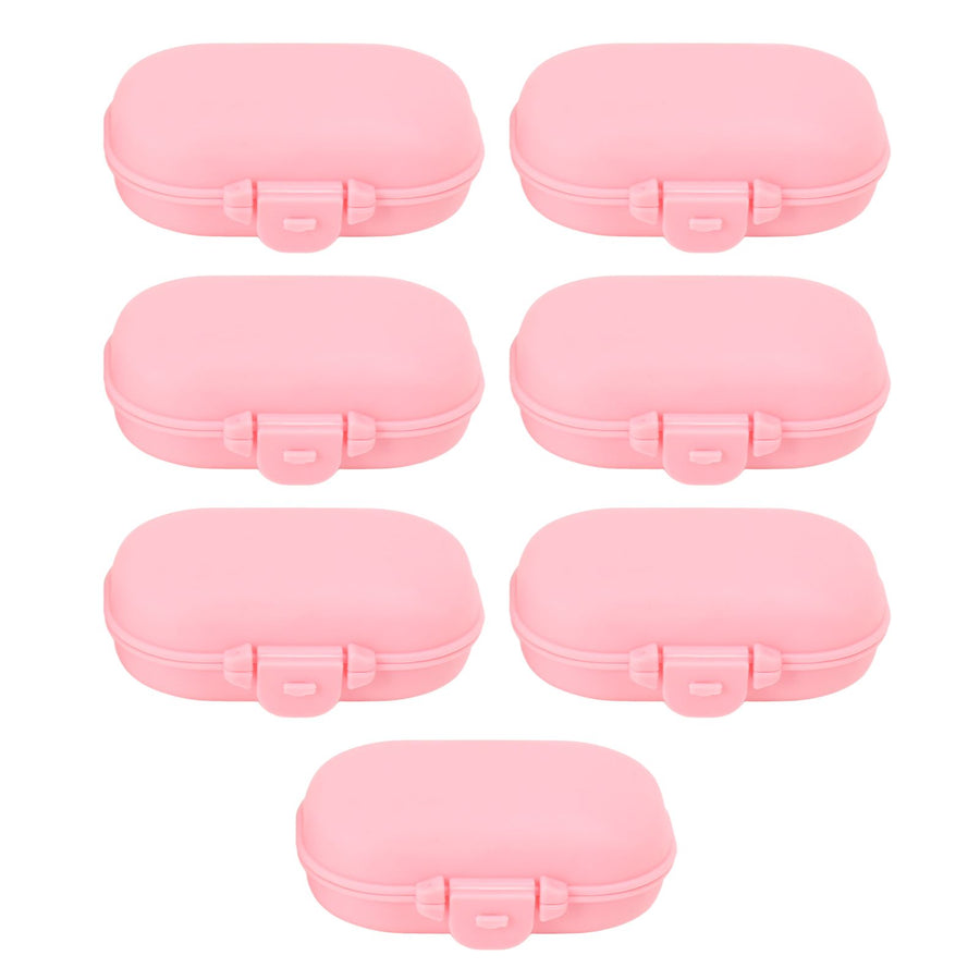 7PCS Medicine Case Portable Detachable Safe Mini 4 Compartments Medicine Organizer for Outdoor Travel Pink