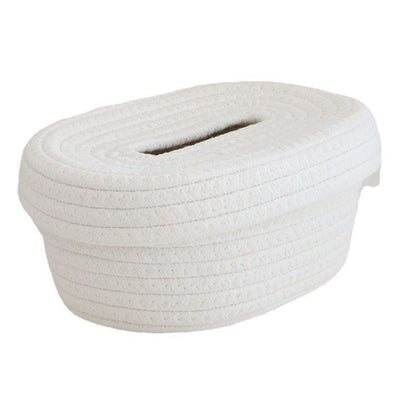 Tissue Box Cover Handmade Cotton Rope Napkin Tissue Holder Decorative Household Desktop Tissue Storage Box White