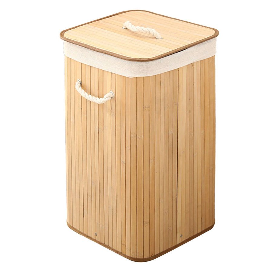 Foldable Laundry Basket Grocery Basket Bamboo Large Capacity Dirty Clothes Storage Bucket for Home 1.7 Original Color Square