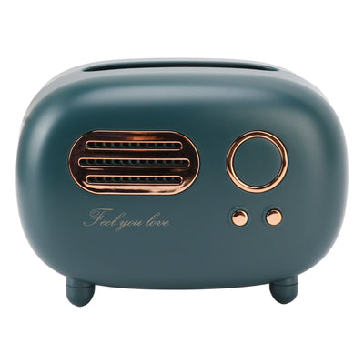 Retro Radio Shape Tissue Cover Box Vintage Radio Tissue Box for Bathroom Living Room Bedroom Nightstand Desk Table Green