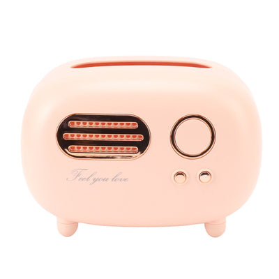 Retro Radio Shape Tissue Cover Box Vintage Radio Tissue Box for Bathroom Living Room Bedroom Nightstand Desk Table Pink