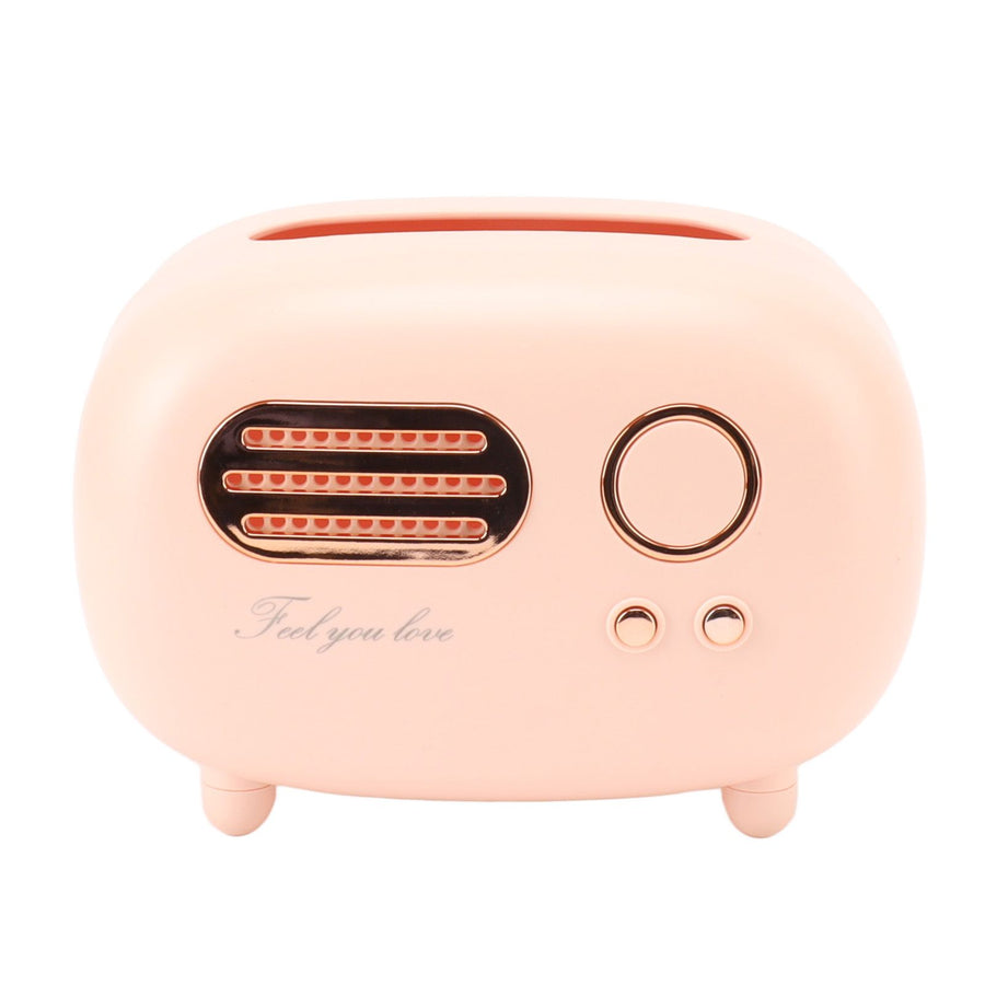 Retro Radio Shape Tissue Cover Box Vintage Radio Tissue Box for Bathroom Living Room Bedroom Nightstand Desk Table Pink