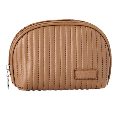 PU Leather Makeup Bag Portable Large Capacity Storage Travel Makeup Bag for Lipstick Cosmetic Brown