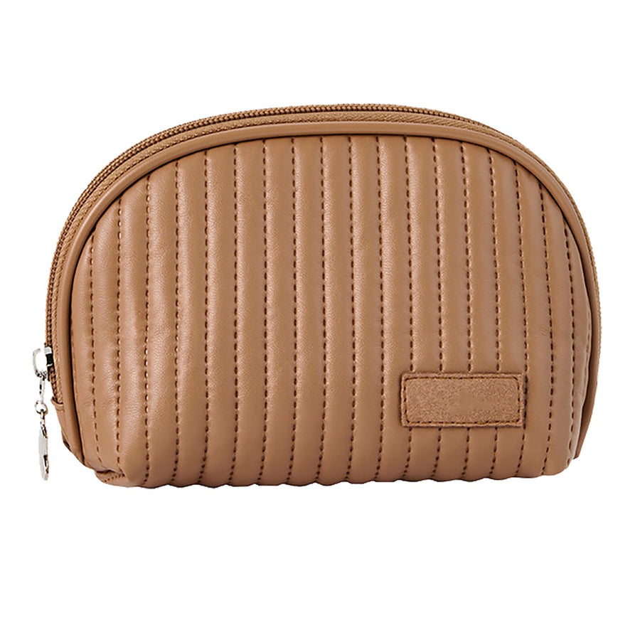 PU Leather Makeup Bag Portable Large Capacity Storage Travel Makeup Bag for Lipstick Cosmetic Brown