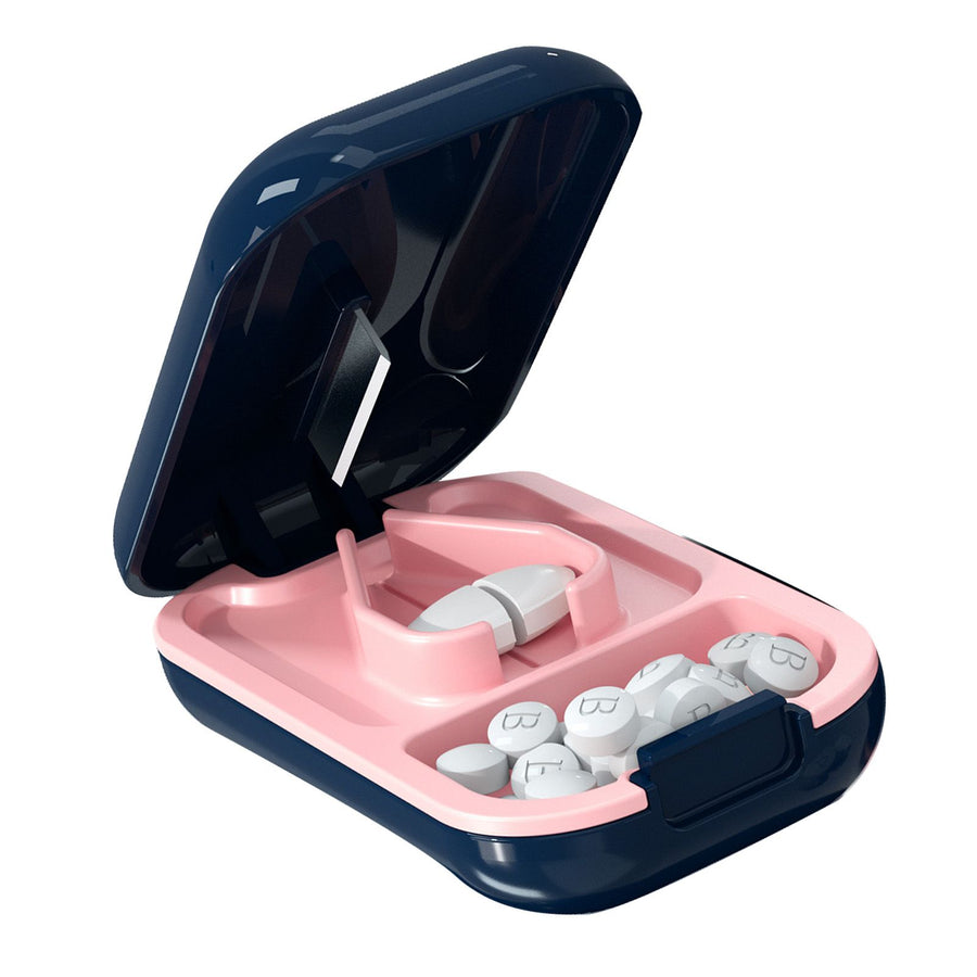Portable Tablet Cutter Box Medicine Cutting Dispenser Household Medicines Supplement Case
