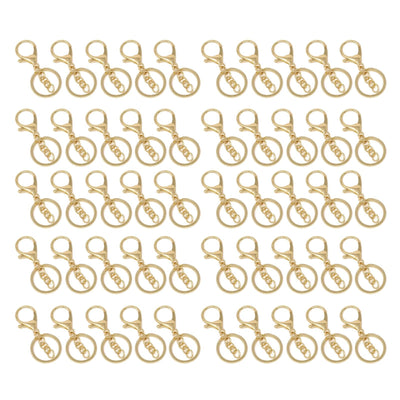 50PCS Key Chain Ring Alloy Golden Polished DIY Handcraft Metal Key Rings with Chain for Travel