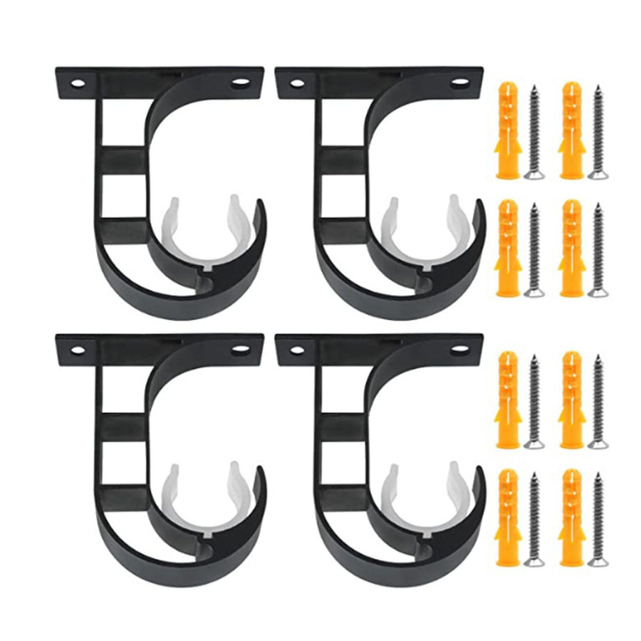 4 Set Curtain Rod Bracket Thickened Aluminum Alloy Black Paint Spraying Rust Prevention Curtain Rod Fixing Hook