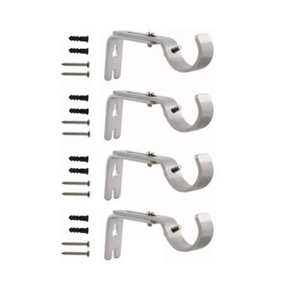 4PCS Curtain Rod Bracket Adjustable Heavy Duty Curtain Rod Wall Bracket Hooks with Installation Screws