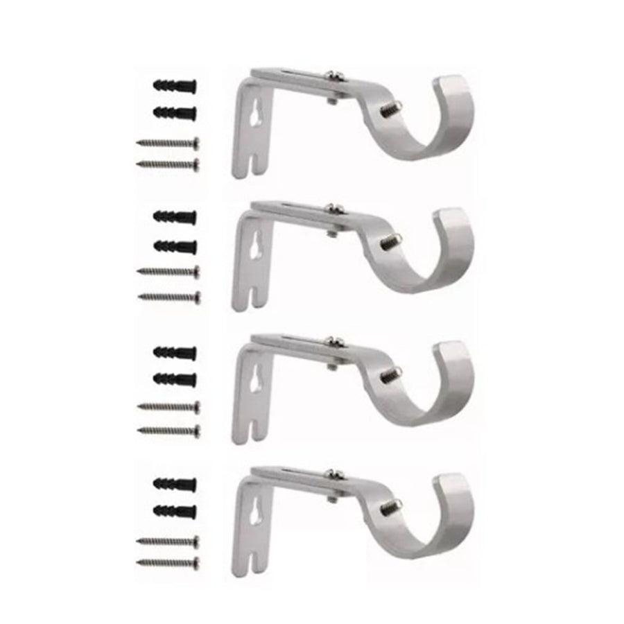 4PCS Curtain Rod Bracket Adjustable Heavy Duty Curtain Rod Wall Bracket Hooks with Installation Screws