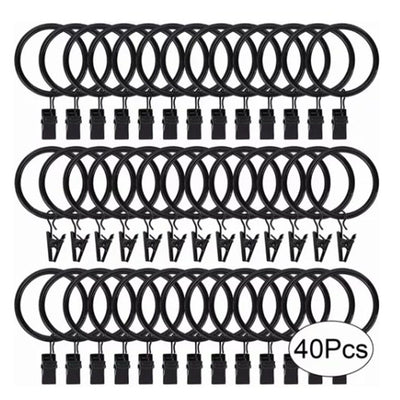 40 Pcs 38mm Clip On Curtain Rings Heavy Duty Strong Hanging Drapery Drapes Clip for Hotels Restaurants Bars