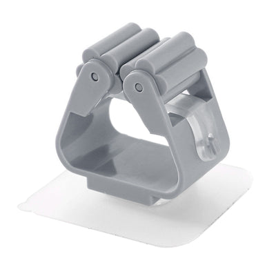 3pcs Wall Mounted Mop Holder Strong Adhesion Plastic Mop Broom Holder for Garage Tool Room Gray