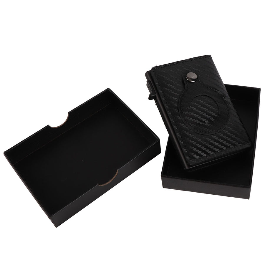 Card Wallet Soft Leather Large Capacity Lose Proof Multifunctional Men Wallet Gift Carbon Fiber Black