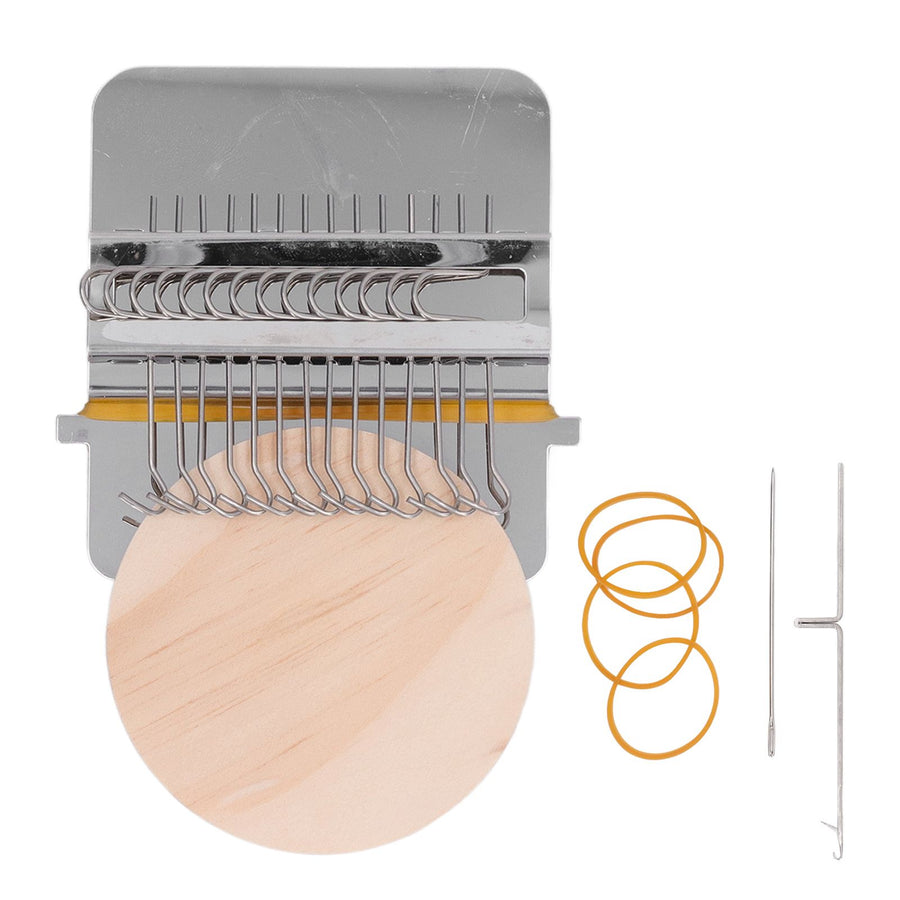 Darning Loom Weave Tool Small Weaving Loom Kit with 14 Hooks 1 Needle for Hand Knitting DIY Crafts