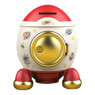 Cartoon Style Space Rocket Piggy Bank Money Bank Money Saving Jar Boys Girls Gift Romantic Pink Gold