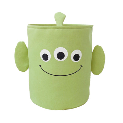 Fabric Storage Basket Collapsible Waterproof Cartoon Canvas Toy Organizer Laundry Basket for Playroom Bedroom Green Monster Three Layers Thickened 35x40cm / 13.8x15.7in