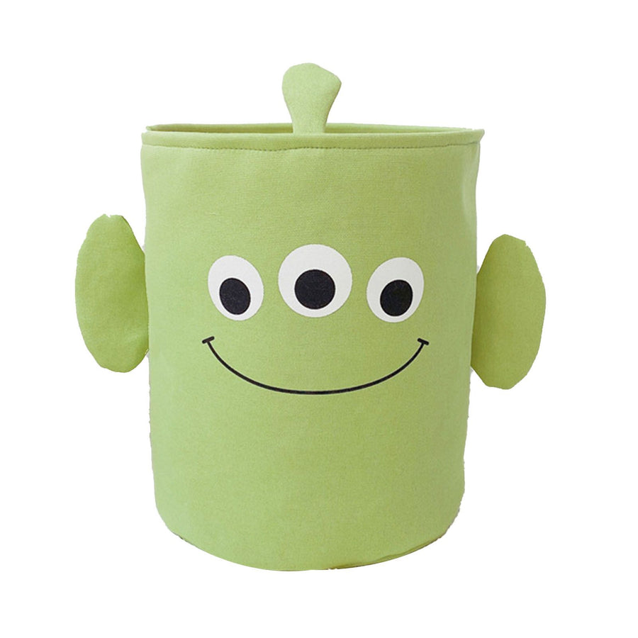 Fabric Storage Basket Collapsible Waterproof Cartoon Canvas Toy Organizer Laundry Basket for Playroom Bedroom Green Monster Three Layers Thickened 35x40cm / 13.8x15.7in